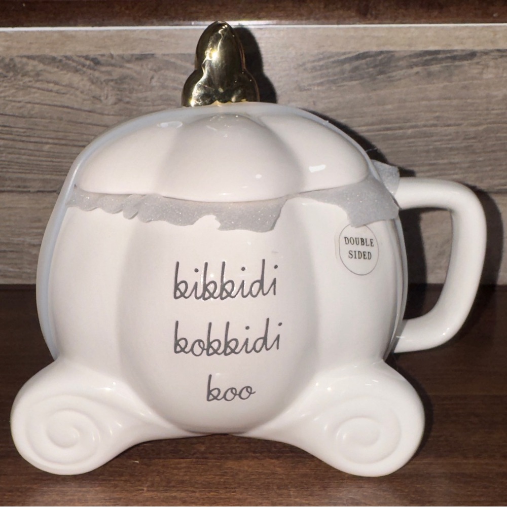 Rae Dunn Disney Cinderella Carriage "bibbidi, bobbidi, boo" Ceramic Covered Mug